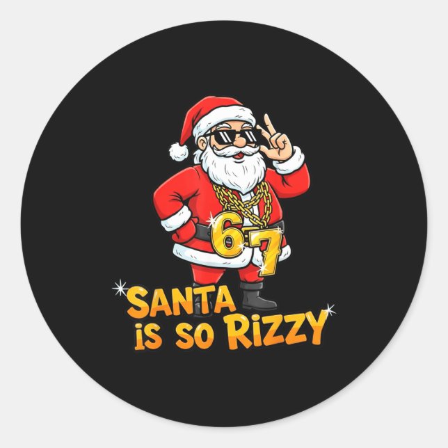 Adesivo Redondo Funny Santa Is So Rizzy Christmas Meme 67  (Frente)