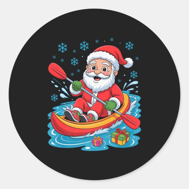 Adesivo Redondo Funny Santa Kayaking Lover Holiday Christmas Xmas  (Frente)