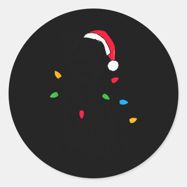 Adesivo Redondo Funny Santa Miniature Schnauzer Christmas Lights D (Frente)