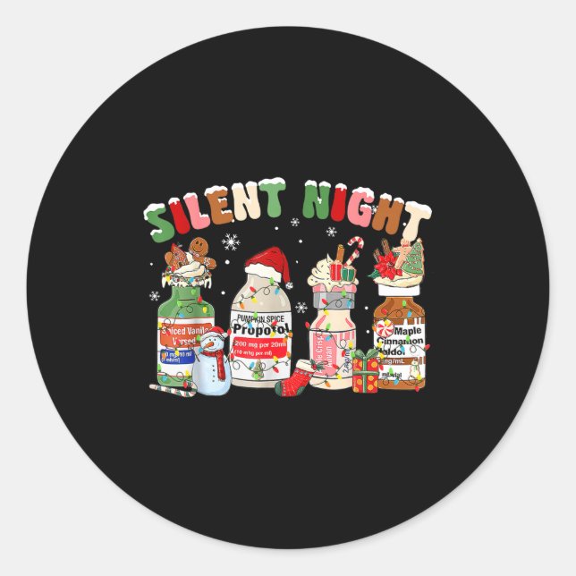 Adesivo Redondo Funny Santa Profol Silent Night Icu Nurses Merry C (Frente)