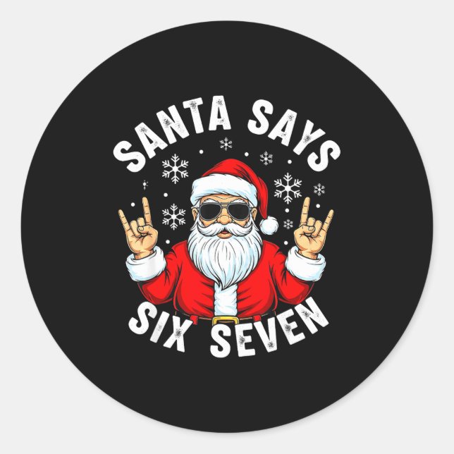Adesivo Redondo Funny Santa Says Six Seven Christmas Xmas Meme  (Frente)