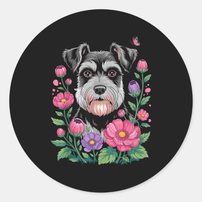Adesivo Redondo Funny Schnauzer Art For Women Schnauzer Dog Lover  (Frente)