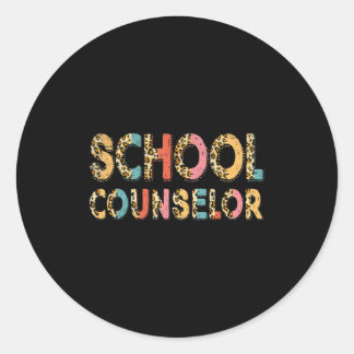 Adesivo Redondo Funny School Counselor Teacher Leopard School Coun