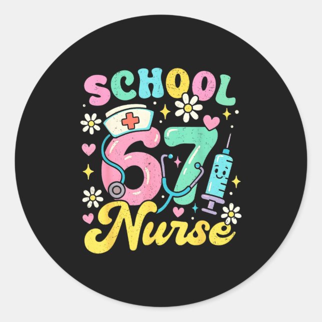 Adesivo Redondo Funny School Nurse 67 Cute Medical Meme Design  (Frente)