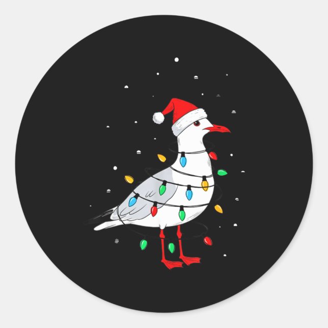 Adesivo Redondo Funny Seagull Bird Christmas Animal Lover  (Frente)