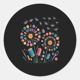 Adesivo Redondo Funny Sewing Dandelion Flowers Thread Butts Quil