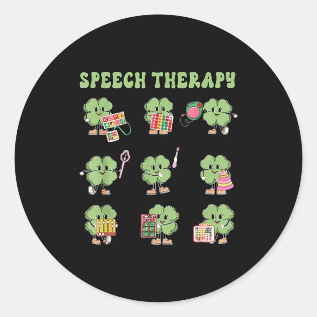 Adesivo Redondo Funny Shamrock Speech Therapy St Patrick's Day Slp (Frente)