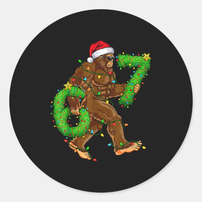 Adesivo Redondo Funny Six Seven 6 7 Meme Bigfoot Christmas Shirts  (Frente)