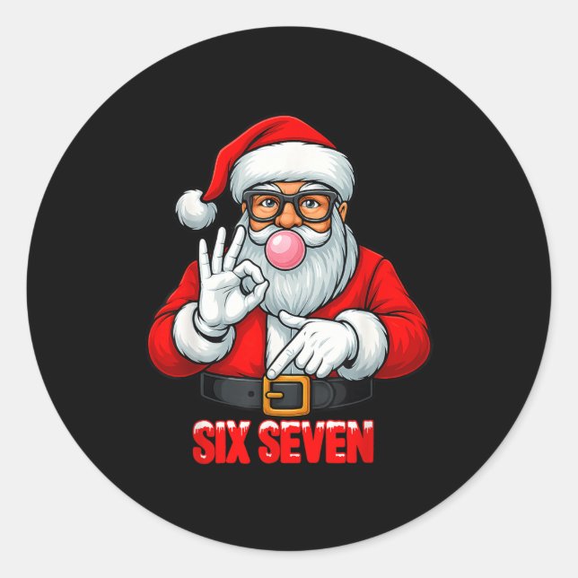 Adesivo Redondo Funny Six Seven 6 7 Meme Santa Christmas Shirt Men (Frente)