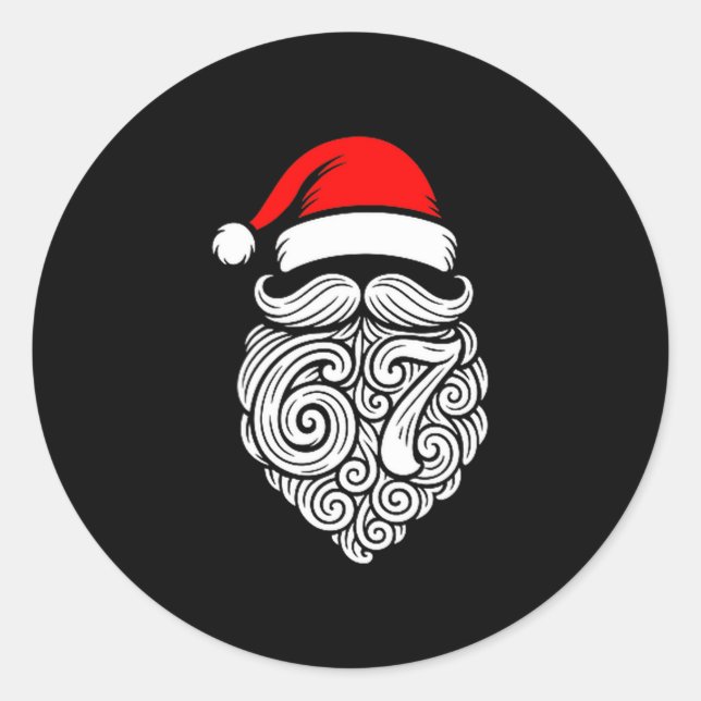 Adesivo Redondo Funny Six Seven 6 7 Meme Santa Christmas Shirt Men (Frente)