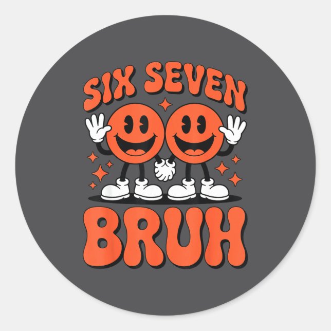 Adesivo Redondo Funny Six Seven 6 7 Meme Valentine Hearts Valentin (Frente)