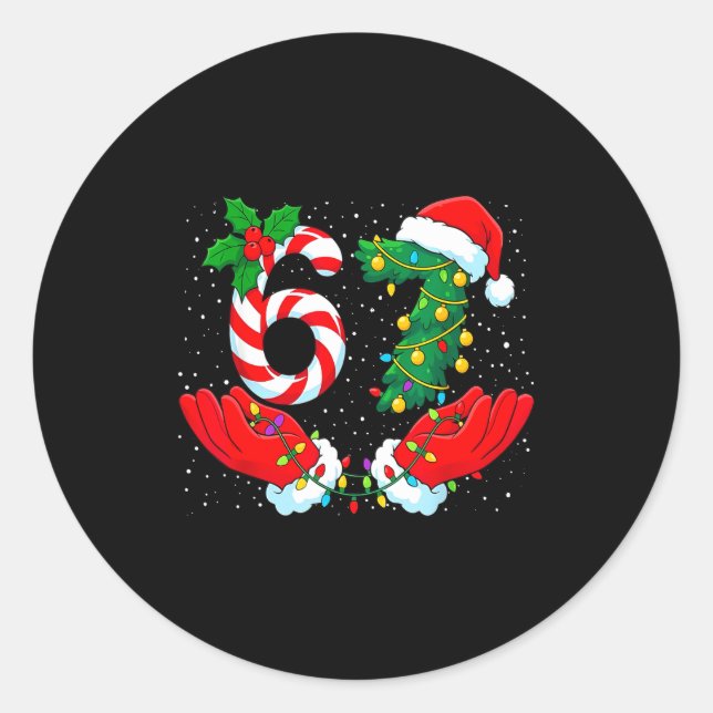 Adesivo Redondo Funny Six Seven Meme Christmas 67 Xmas Men Women K (Frente)