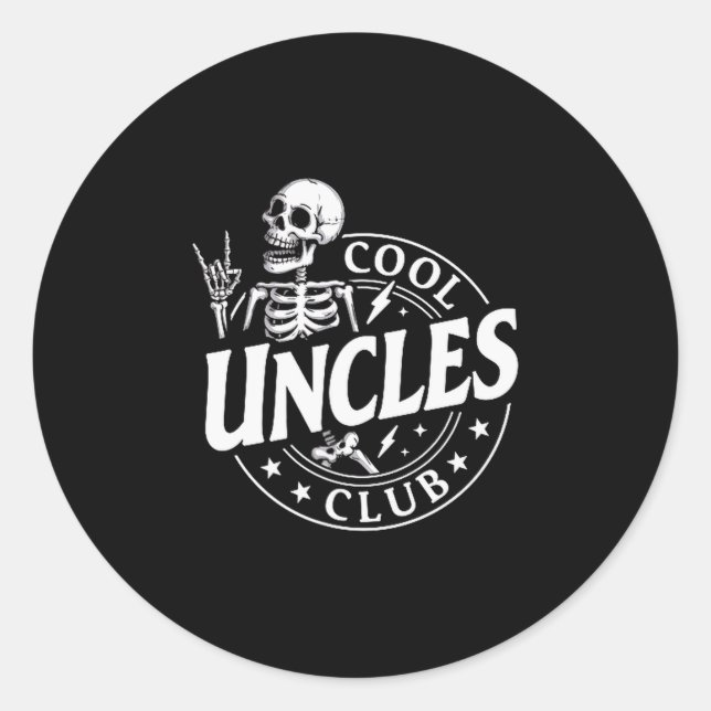 Adesivo Redondo Funny Skeleton Cool Uncles Club New Uncle Men  (Frente)