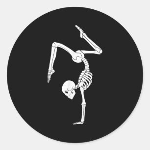 Adesivo Redondo Funny Skeleton Gymnastics Halloween Costume Soky G