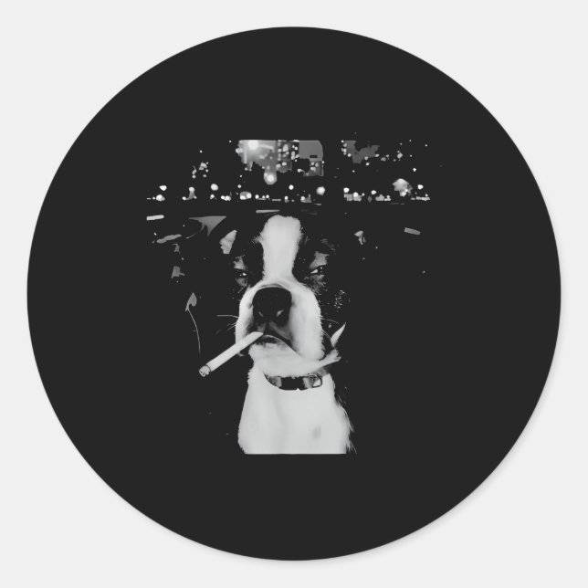 Adesivo Redondo Funny Smoking Dog Meme  (Frente)