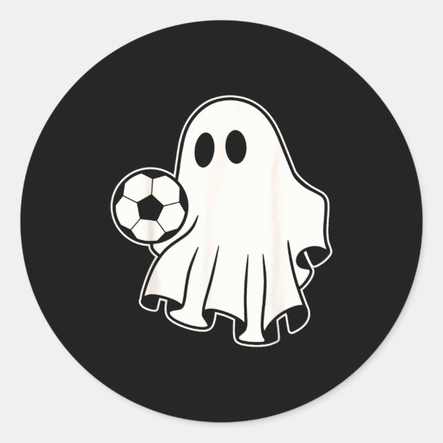 Adesivo Redondo Funny Soccer Ghost Playing Soccer Lovers Halloween (Frente)