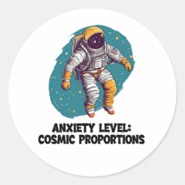 Adesivo Redondo Funny Space Anxiety Sticker