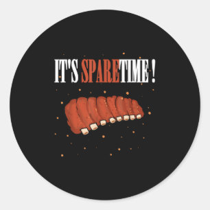 Adesivo Redondo Funny Sparetime Griling Meat Smoerib Churrasco Spa