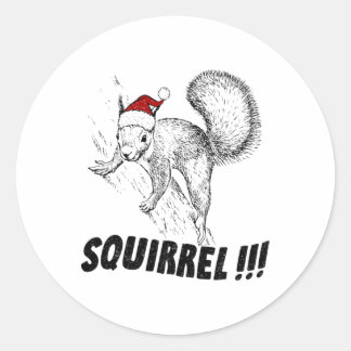 Adesivo Redondo Funny Squirrel With Hat Christmas Vacation Old Fas