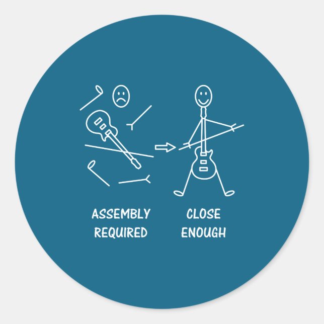 Adesivo Redondo Funny Stickman Guitarist Embly  (Frente)