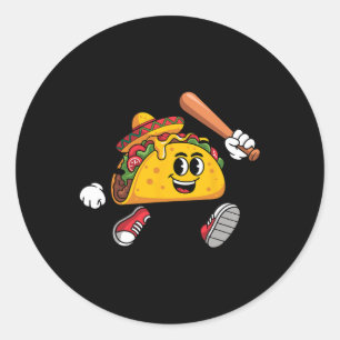 Adesivo Redondo Funny Taco Jogando Venda Comida Mexicana Cinco D