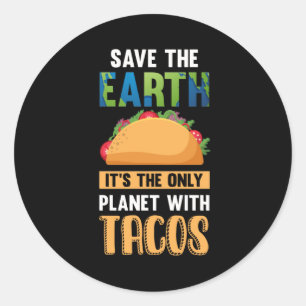Adesivo Redondo Funny Taco Lover Earth Day Comida mundial do meio