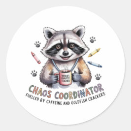 Adesivo Redondo Funny Teacher Sticker Chaos Coordinator Gift for W