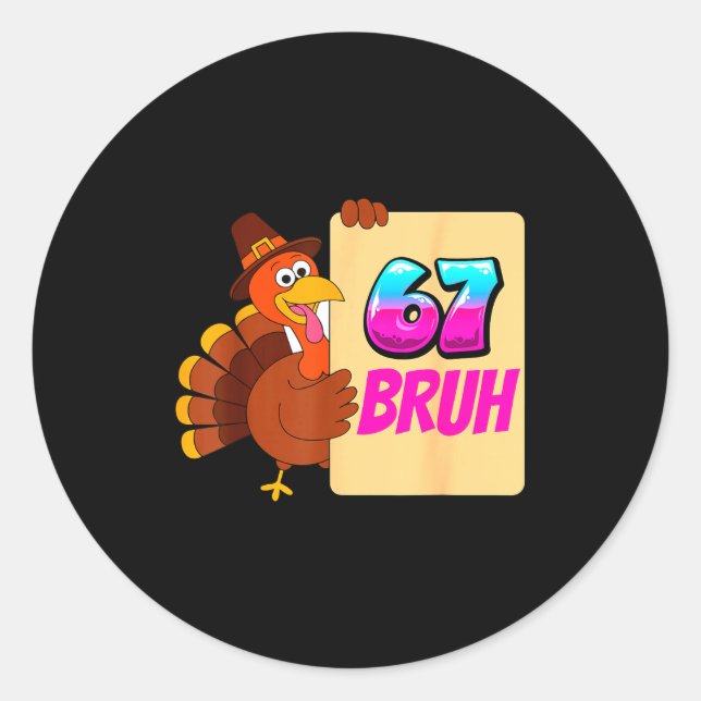 Adesivo Redondo Funny Thanksgiving 67 Baseball Drip Gobble Turkey  (Frente)