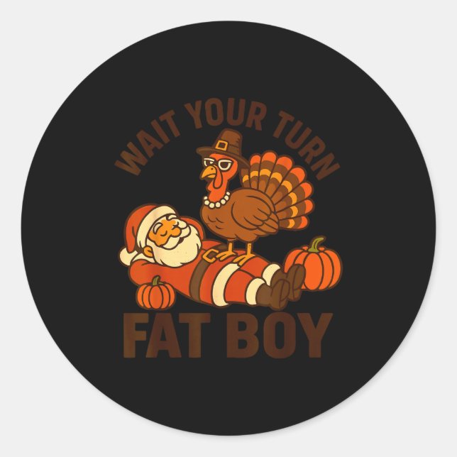 Adesivo Redondo Funny Thanksgiving Christmas Turkey Vs Santa For M (Frente)