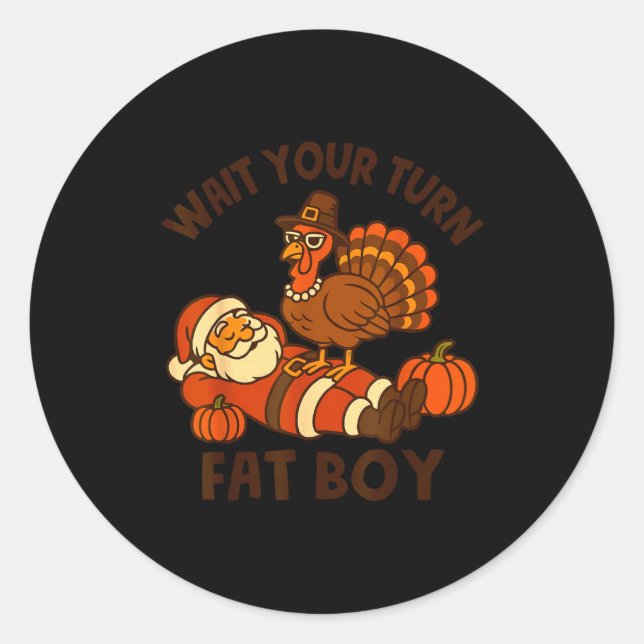 Adesivo Redondo Funny Thanksgiving Christmas Turkey Vs Santa For M (Frente)