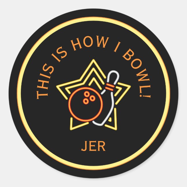 Adesivo Redondo Funny This Is How I Bowl Retro Bowling  (Frente)