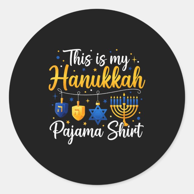 Adesivo Redondo Funny This Is My Hanukkah Pajamakah Pajama Chanuka (Frente)