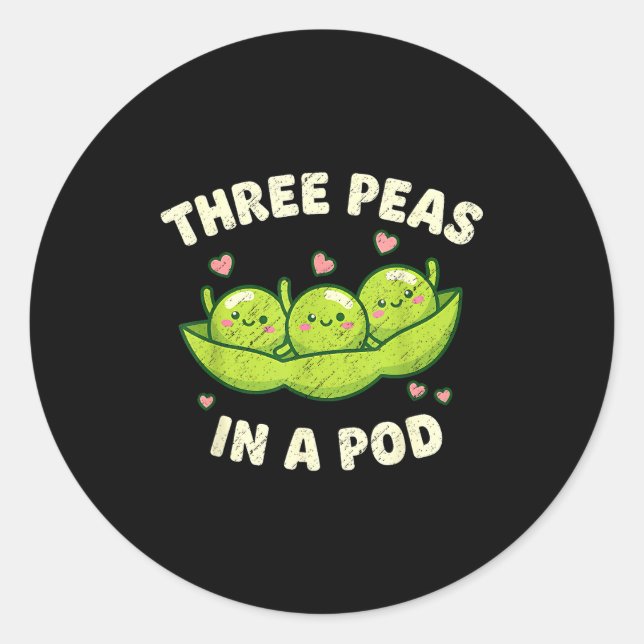 Adesivo Redondo Funny Three Peas In A D Cute Kawaii  (Frente)