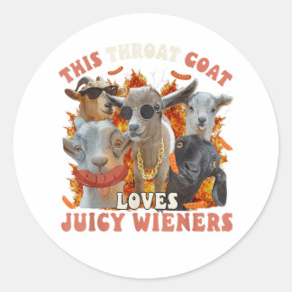 Adesivo Redondo Funny Throat Goat Swallows Juicy Wieners Sticker
