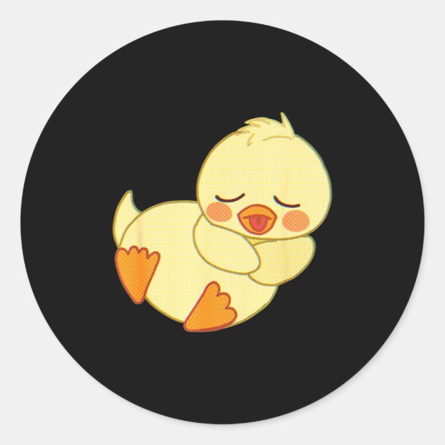 Adesivo Redondo Funny Tired As Duck I Love Cute Ducklings Quote Gi (Frente)