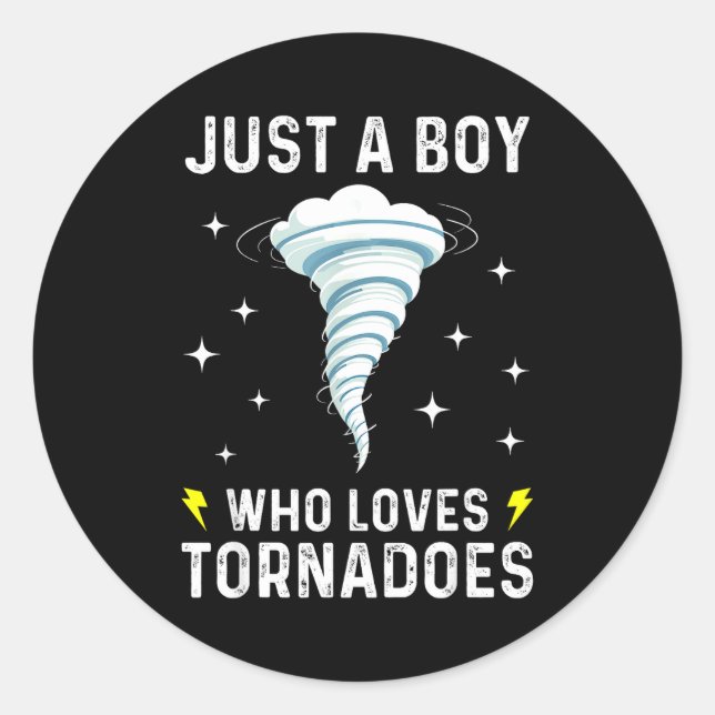 Adesivo Redondo Funny Tornado Gift For Boys Kids Hurricane Weather (Frente)