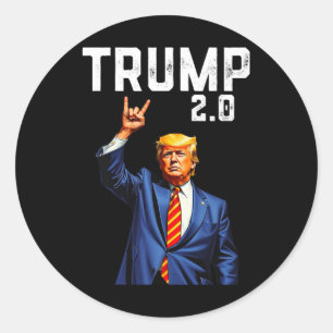 Adesivo Redondo Funny Trump 2.0 American Flag Trump