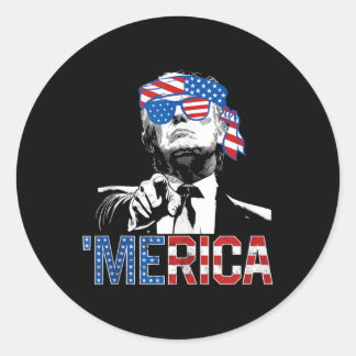 Adesivo Redondo Funny Trump 4 De Julho Merica American Flag Sungl
