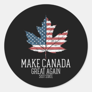 Adesivo Redondo Funny Trump American Flag Torne o Canadá Excelente