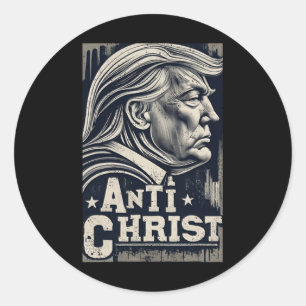 Adesivo Redondo Funny Trump Anti Cristo Jesus Christian Faith Tee