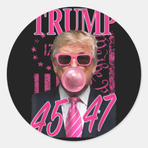 Adesivo Redondo Funny Trump Bubble Gum 1776 Pink Flag