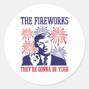 Adesivo Redondo Funny Trump Cotação Fireworks 4 De Julho