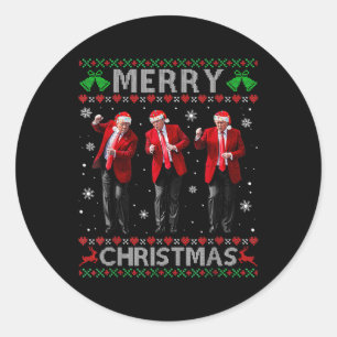 Adesivo Redondo Funny Trump Dance Feliz Natal Feio Xmas