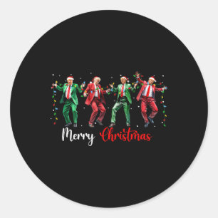 Adesivo Redondo Funny Trump Dance Papai Noel Feliz Natal Paja