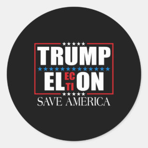 Adesivo Redondo Funny Trump Election Usa Flag Trump Elon Save Amer