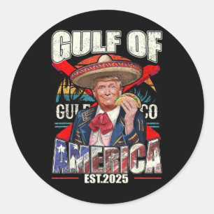Adesivo Redondo Funny Trump Golfo Dos Eua América 2025 Trump Merch