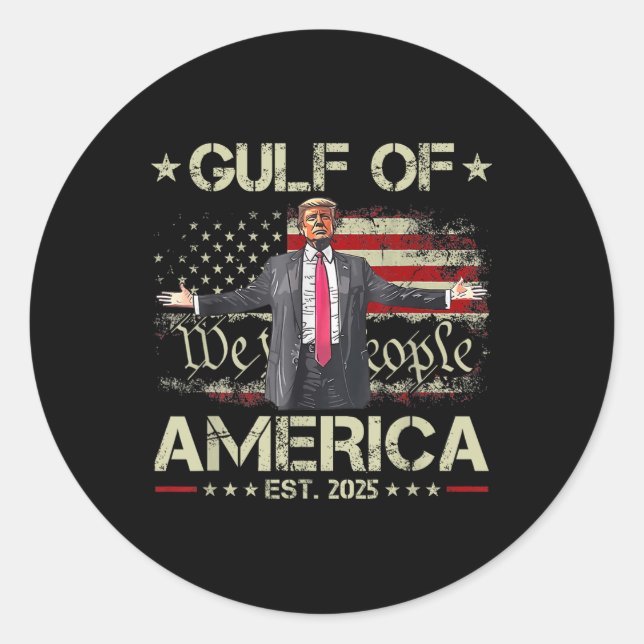 Adesivo Redondo Funny Trump Golfo Of Us America Est 2025 Eua Améri (Frente)