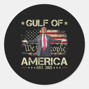 Adesivo Redondo Funny Trump Golfo Of Us America Est 2025 Eua Améri