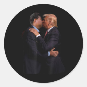 Adesivo Redondo Funny Trump Presidente Dos Eua E Presidente Chinês