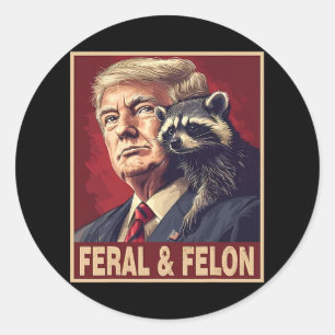 Adesivo Redondo Funny Trump Raccoon Feral E Felon 4 De Julho Pa